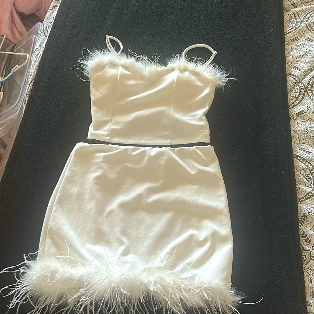 Two piece feather Skirt and Top